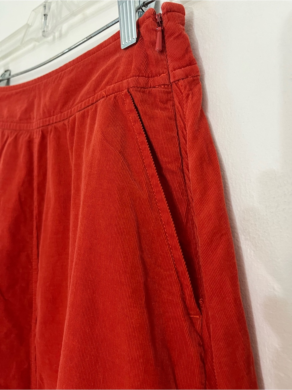 Red Corduroy Midi Skirt - Picture 3 of 9